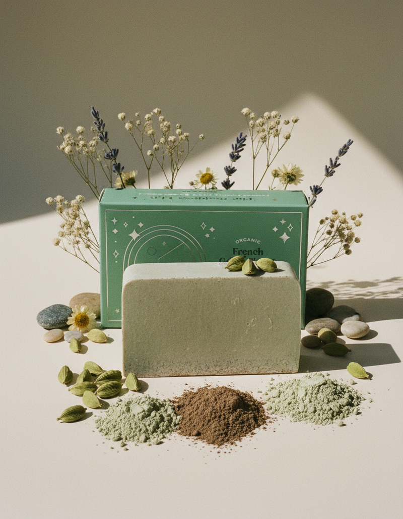 French Green Clay and Organic Cardamom Treatment Bar